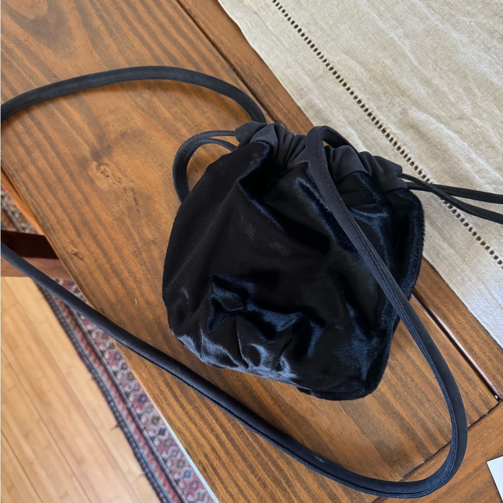 Ceri Hoover hair on crossbody bucket bag! Handmade and simply gorgeous!